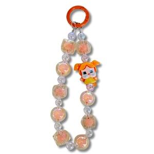 Pop Mart Cry Baby Orange Bag Charm Sparkly Beaded Purse Charm Keychain Accessory